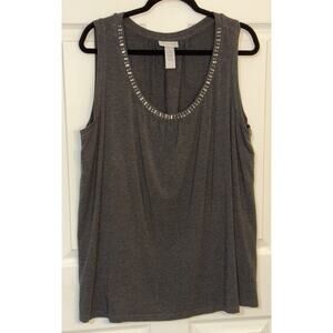 Catherine’s Stretch Tunic Tank Top With Rhinestones And Beading Size 2X (22/24W)